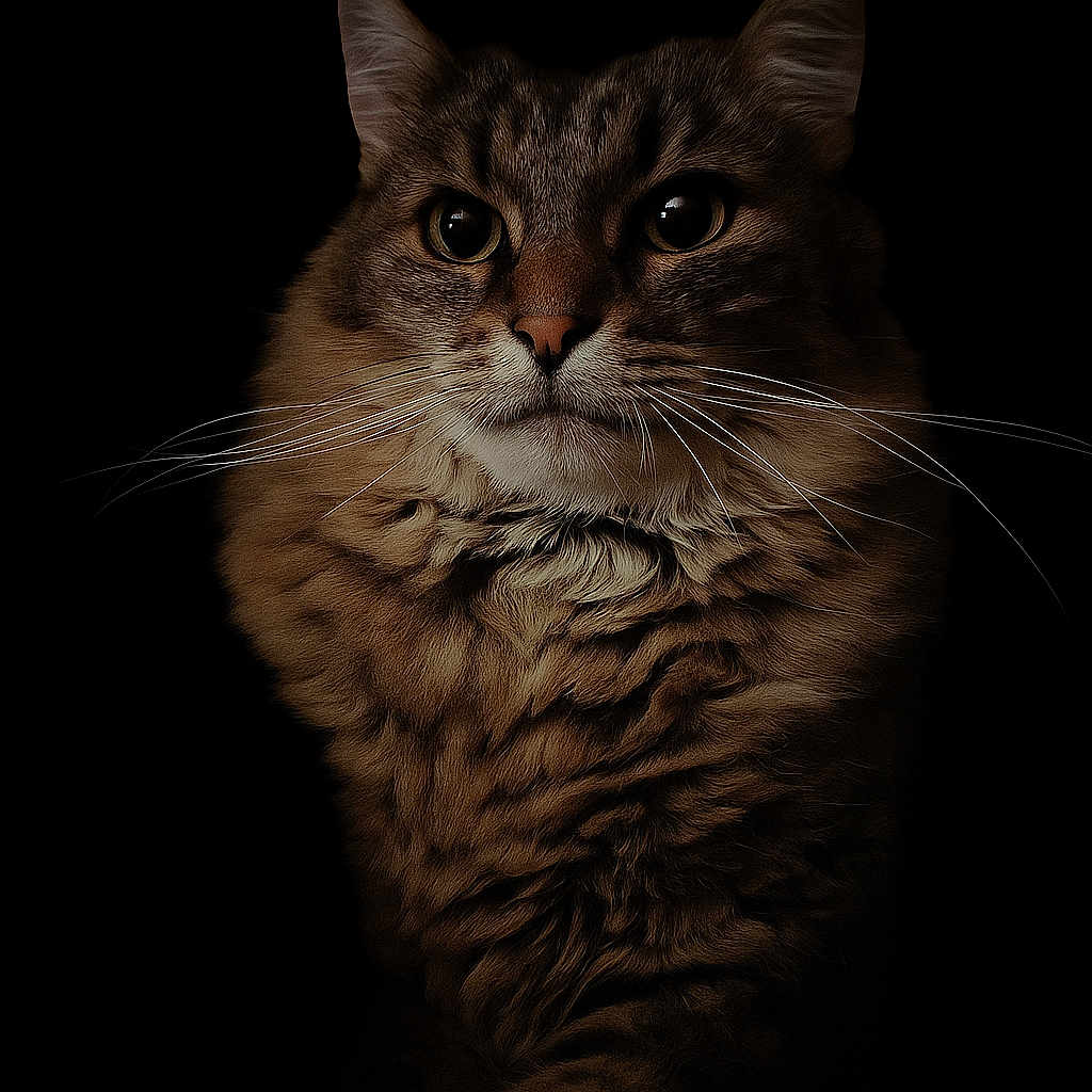 Simba a rejoint le concours — aidez-le/la à gagner de superbes lots ! alert, animal, beautiful, calm, cat, closeup, cute, dark_background, domestic_cat, eyes, feline, fluffy, fur, majestic, mammal, pet, portrait, soft_light, whiskers