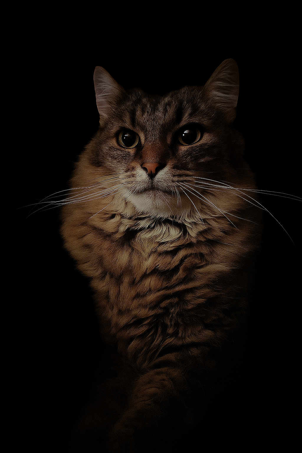 Simba a rejoint le concours — aidez-le/la à gagner de superbes lots ! cat, fluffy, portrait, animal, feline, whiskers, eyes, dark_background, closeup, pet, mammal, fur, domestic_cat, beautiful, majestic, soft_light, cute, alert, calm