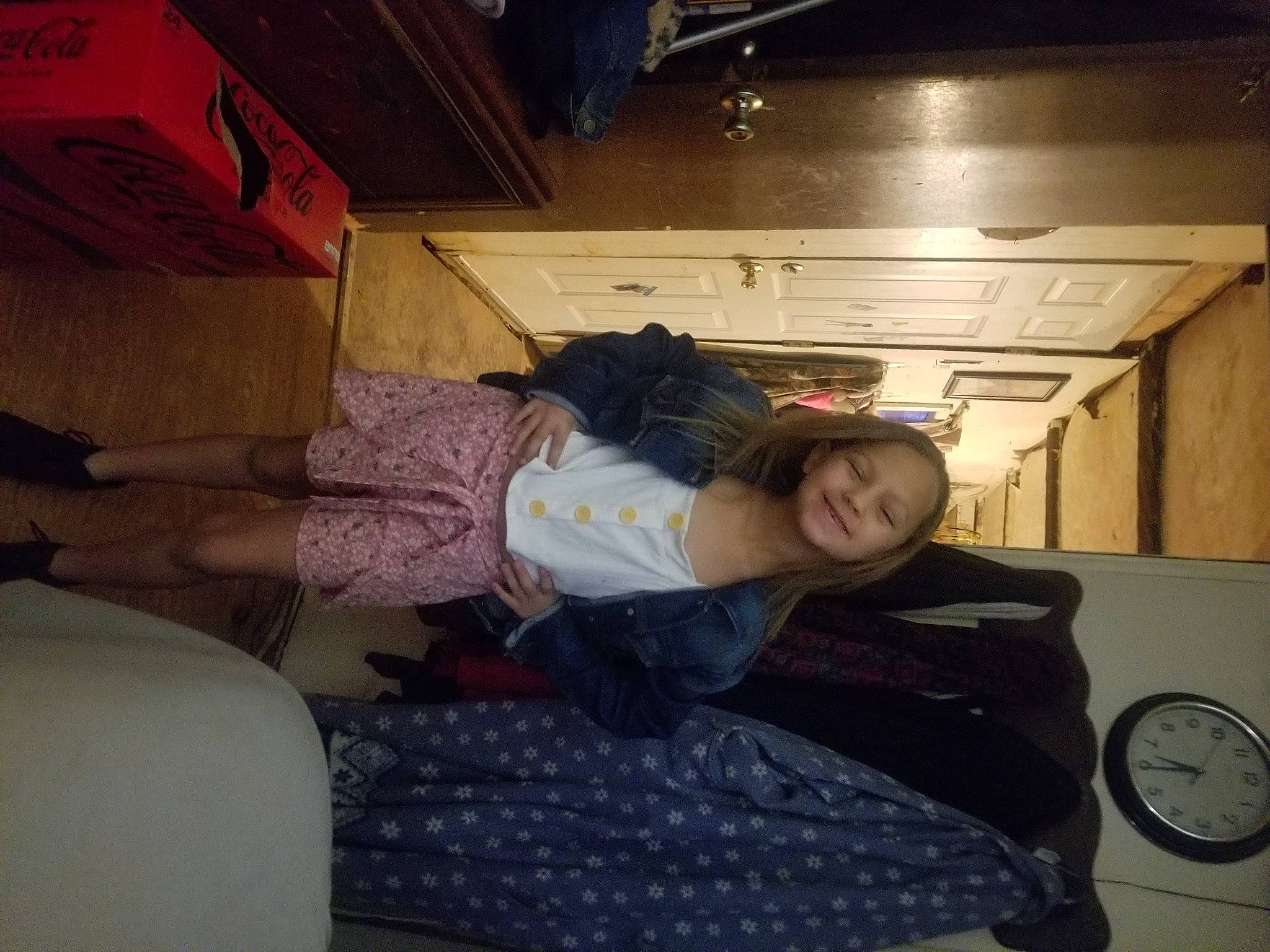 Brailynn is registered to the contest to win money with this photo: bag, bedding, boot, clock, comfort, floor, flooring, fun, fur, human_leg, joy, leisure, linens, luggage_and_bags, luxury_vehicle, passenger, person, purple, room, sitting