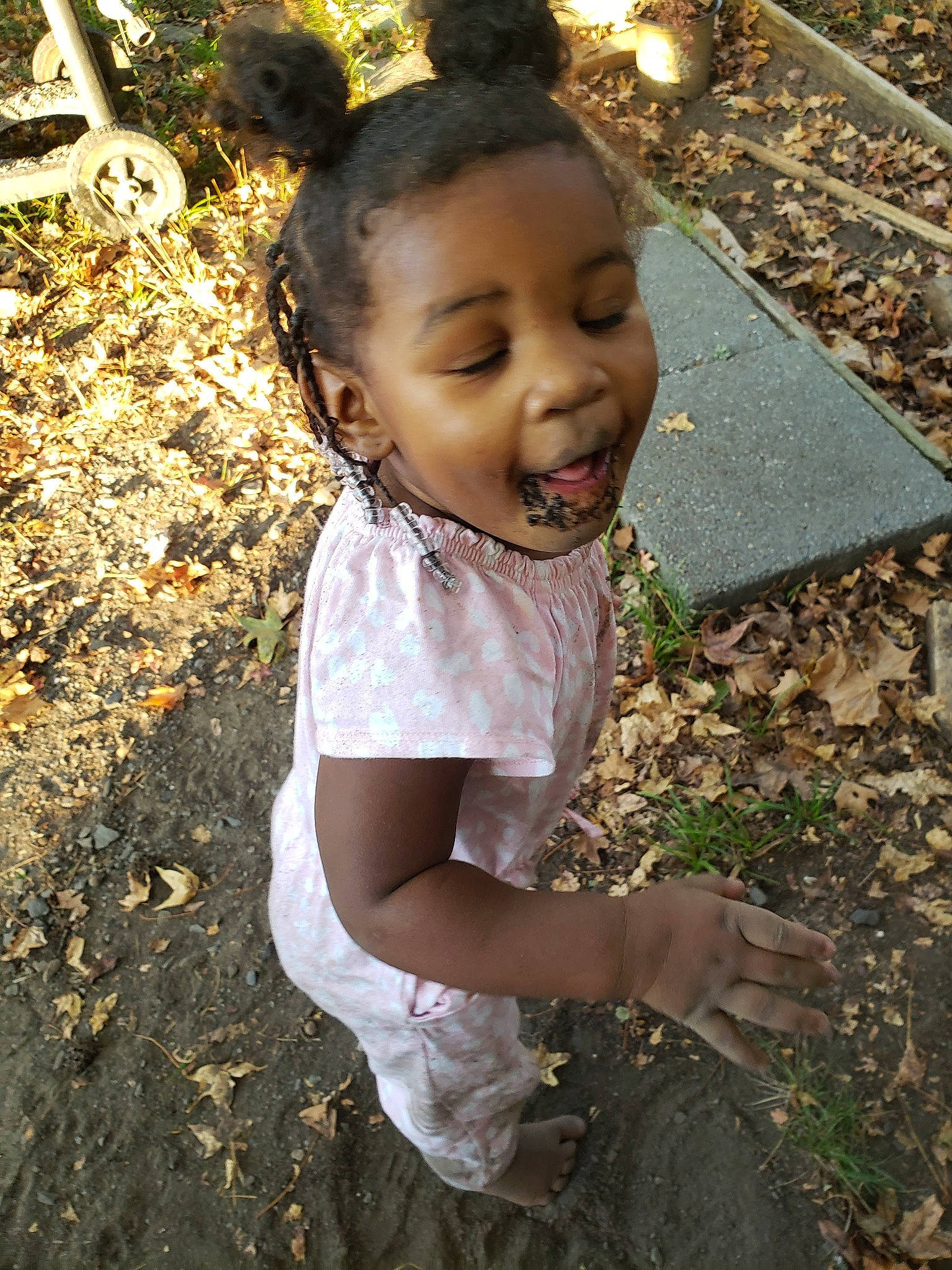 Brinleigh joined the competition — help win amazing prizes! child, flash_photography, fun, grass, happy, people_in_nature, person, plant, portrait_photography, shadow, smile, soil, toddler