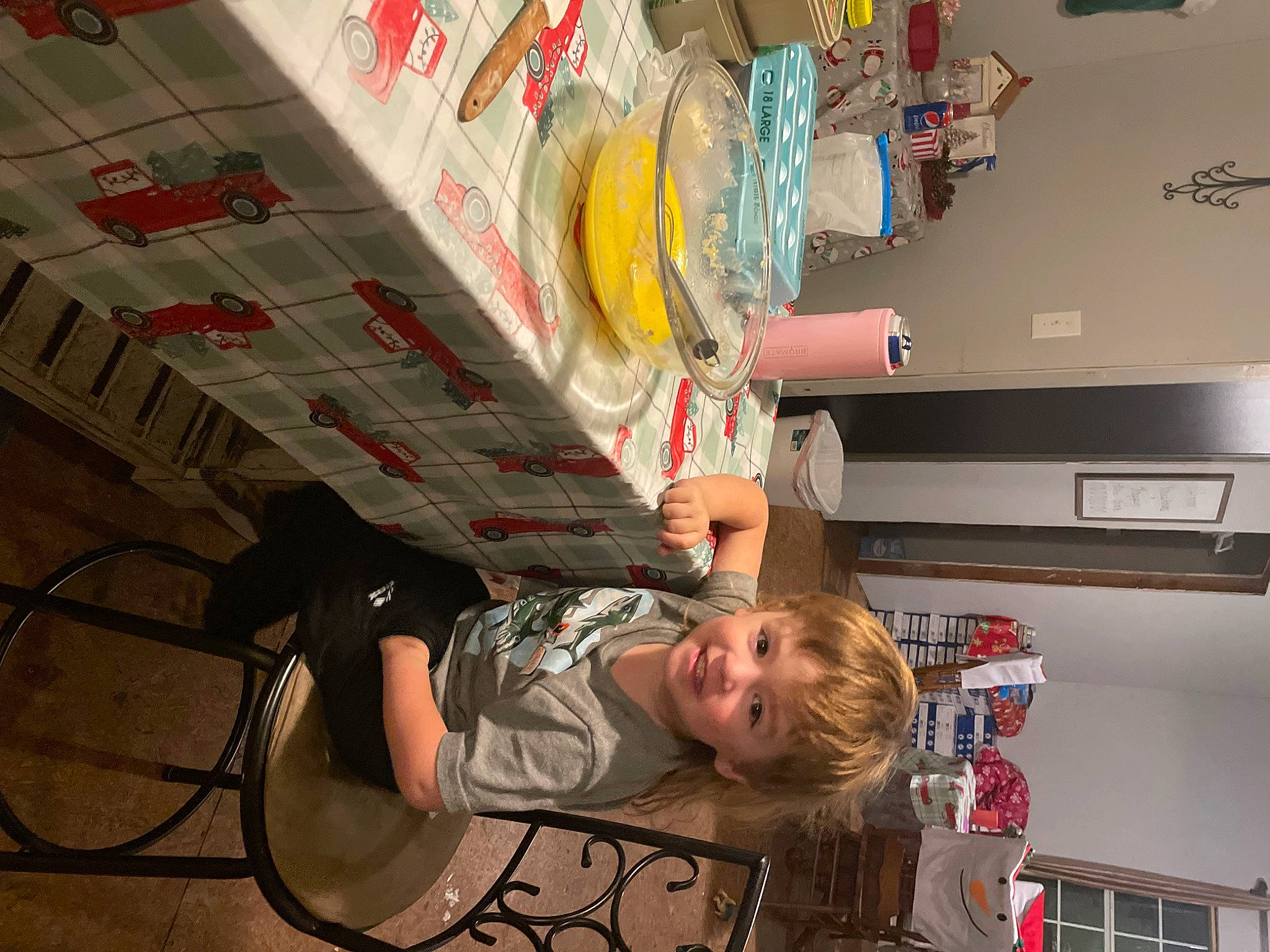 Garrett joined the competition — help win amazing prizes! ceiling, child, fun, home_appliance, joy, kitchen, kitchen_appliance, leisure, major_appliance, person, refrigerator, room, smile, t_shirt, toddler