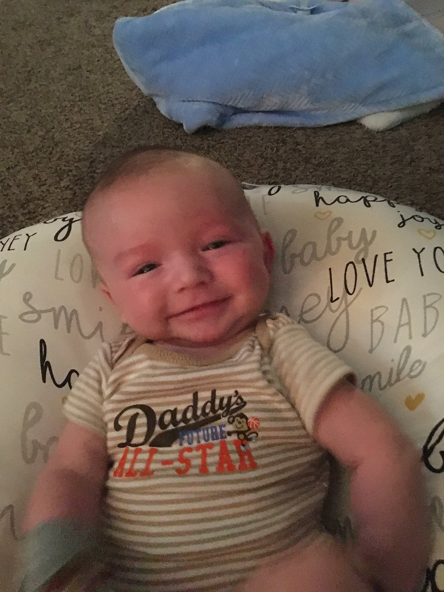 Garrett is registered to the contest to win money with this photo: baby, cheek, child, cool, forehead, joy, person, product, skin, smile, toddler