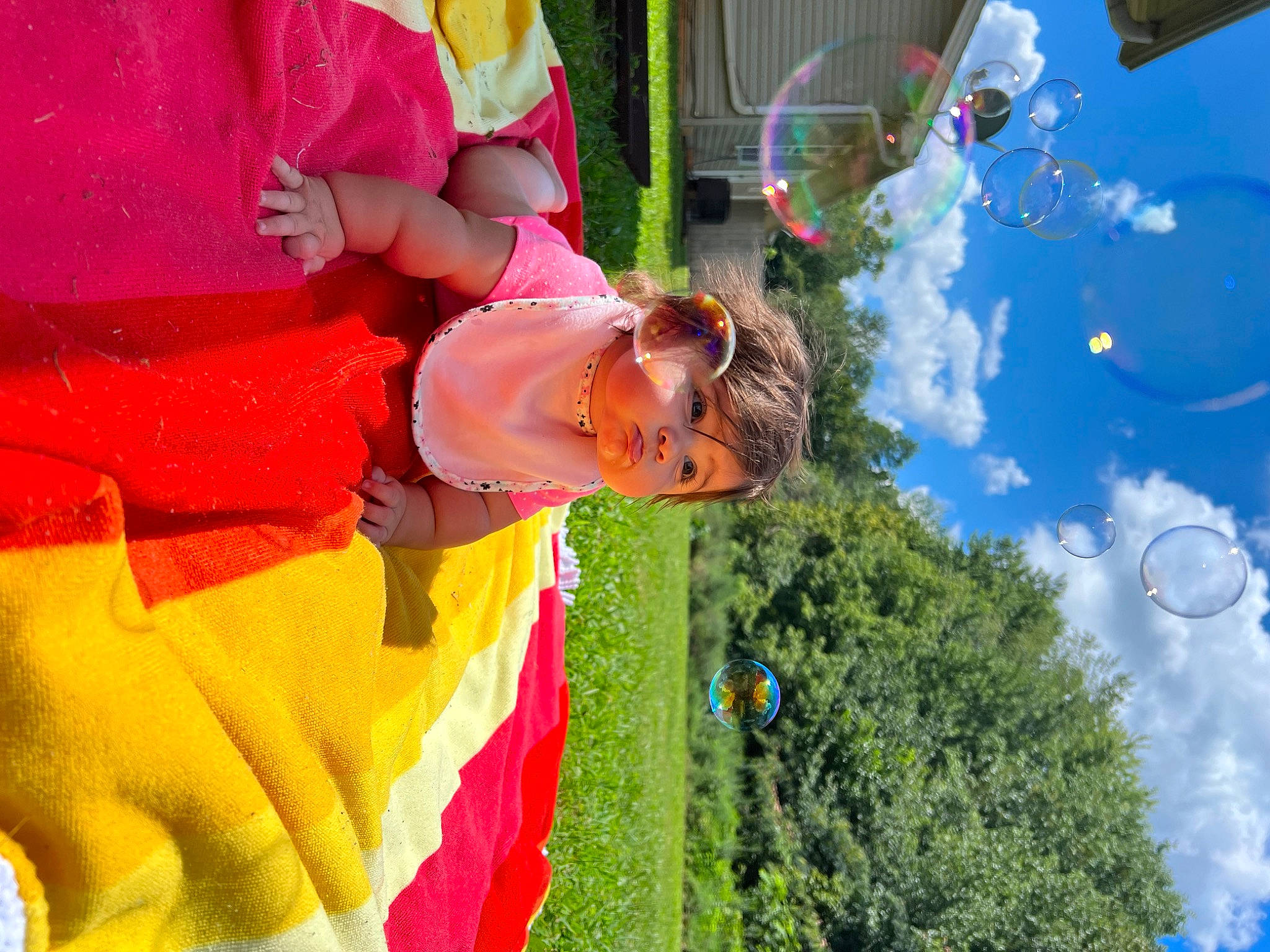 Marley Jean is registered to the contest to win money with this photo: child, cloud, daytime, event, fun, grass, happy, leaf, leisure, magenta, person, plant, pole, recreation, sky, toddler, tree, vacation, world