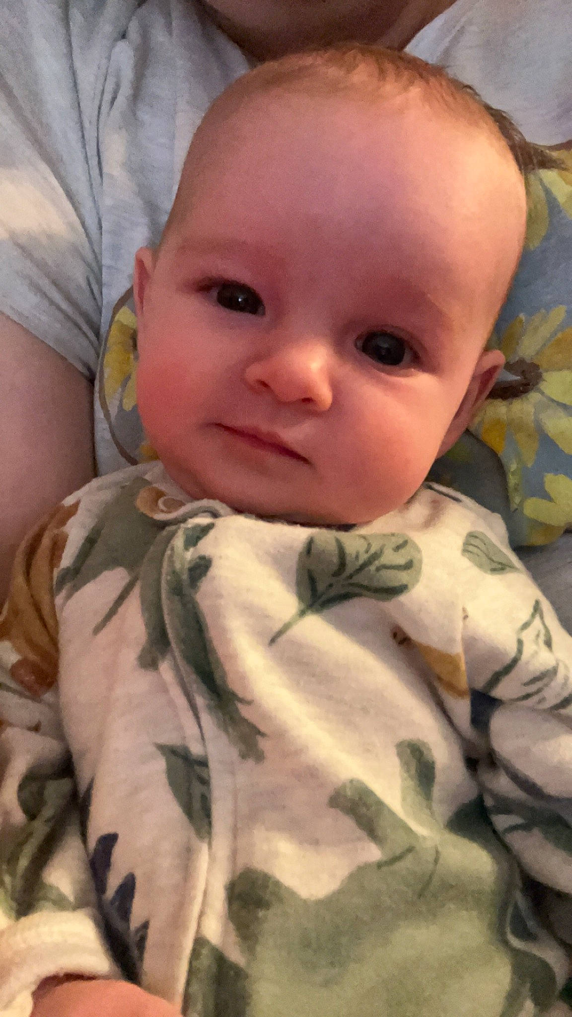 Rya joined the competition — help win amazing prizes! baby, baby_toddler_clothing, cheek, child, chin, comfort, eyebrow, eyelash, forehead, iris, linens, military_camouflage, mouth, nose, pattern, person, skin, sleeve, smile, t_shirt