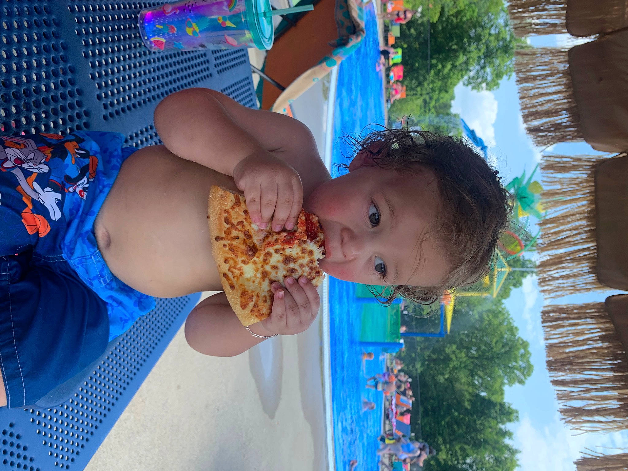 Khyree is registered to the contest to win money with this photo: azure, baby, blue, child, electric_blue, event, fun, happy, human_leg, leisure, pattern, people_in_nature, person, play, sky, summer, thigh, toddler, tree, vacation