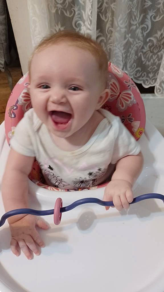 Sofia Flanagan joined the competition — help win amazing prizes! baby, baby_toddler_clothing, cheek, child, eye, eyebrow, eyelash, finger, fun, happy, head, iris, mouth, person, pink, product, sitting, skin, sleeve, smile