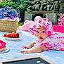 Diveinya joined the competition — help win amazing prizes! baby, child, floral_dress, sunhat, blanket, cupcakes, strawberries, flower_basket, cake, birthday, outdoor, grass, garden, pink, purple_flowers, celebration, half_birthday, stone_wall, plate, person