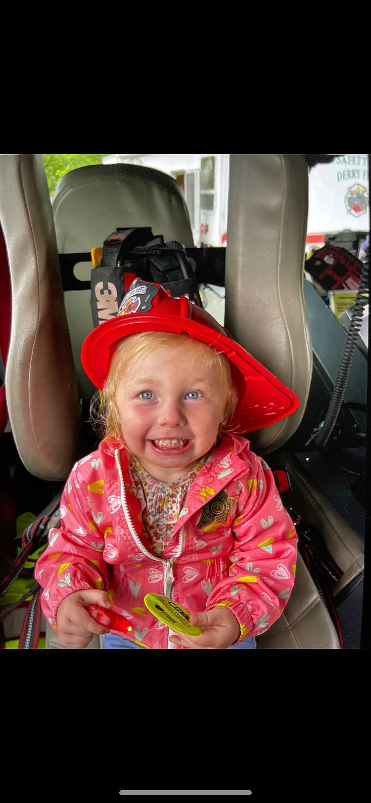 Tamra joined the competition — help win amazing prizes! automotive_design, automotive_exterior, car_seat, car_seat_cover, child, costume_hat, event, family_car, fashion_accessory, fun, happy, hat, headgear, joy, magenta, motor_vehicle, person, smile, steering_wheel, sun_hat