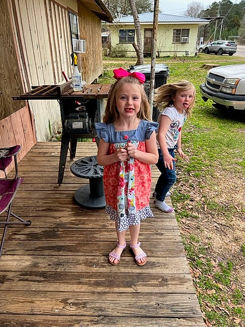 Brooklyn is registered to the contest to win money with this photo: automotive_exterior, car, child, deck, event, family_car, flooring, fun, grass, hardwood, house, joy, landscape, leisure, person, plant, public_space, recreation, toddler, tree