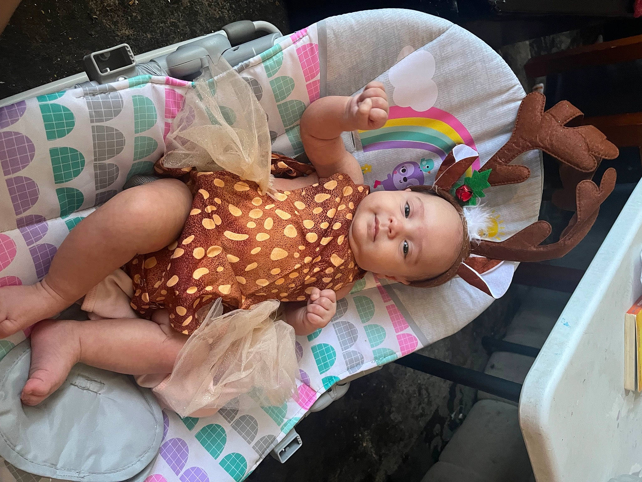 Kolina is registered to the contest to win money with this photo: abdomen, baby, baby_products, baby_toddler_clothing, child, comfort, fun, happy, hat, linens, pattern, person, pink, room, smile, thigh, toddler