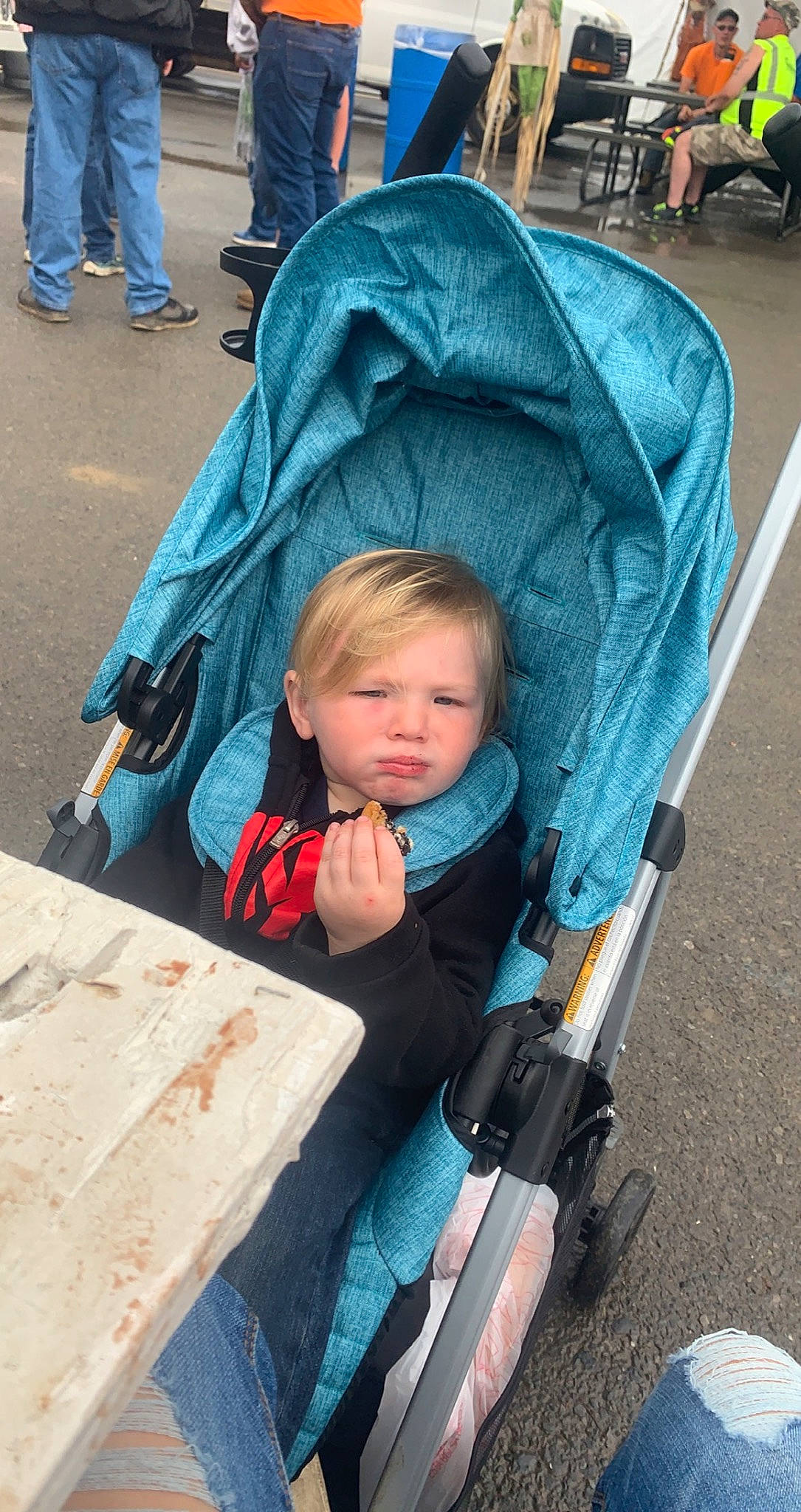 Mathew is registered to the contest to win money with this photo: baby, baby_carriage, baby_products, blue, chair, child, comfort, electric_blue, fun, green, leisure, person, photograph, photography, recreation, sitting, snapshot, sorrow, toddler, travel