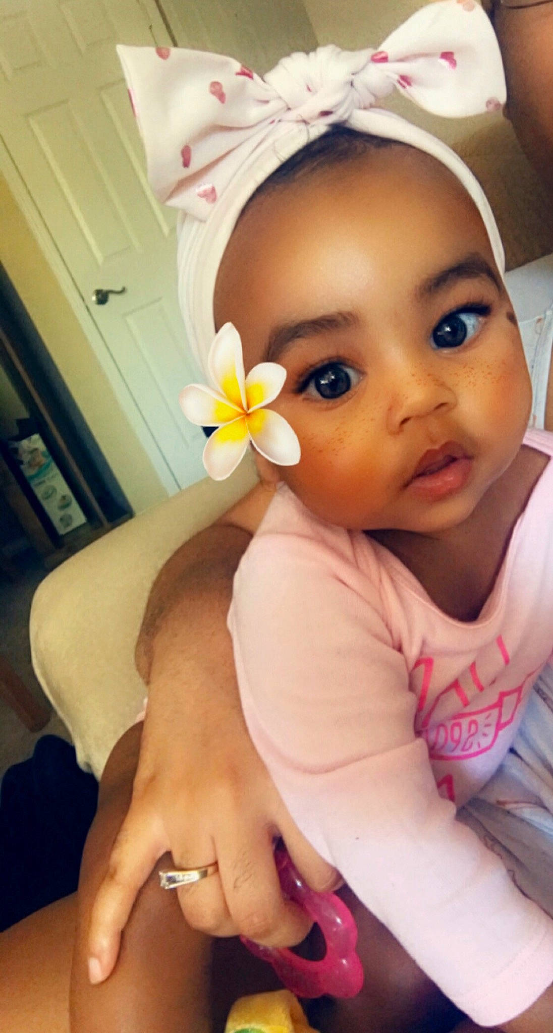 Aliviah joined the competition — help win amazing prizes! brown_hair, cheek, child, ear, eyebrow, face, finger, girl, hair_accessory, hand, head, headband, headgear, human_hair_color, infant, nail, person, product, skin, toddler