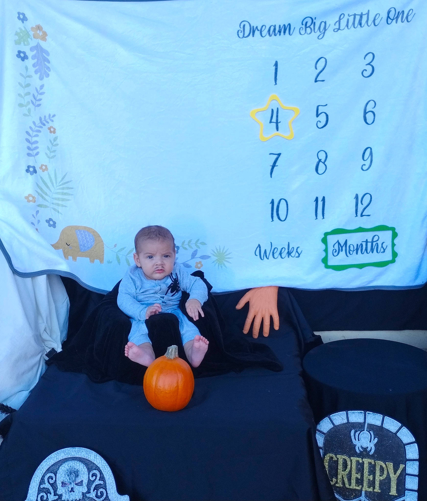 Emory joined the competition — help win amazing prizes! advertising, baby, ball, brand, child, electric_blue, event, font, fun, happy, logo, person, product, pumpkin, recreation, room, sitting, t_shirt, toddler, white