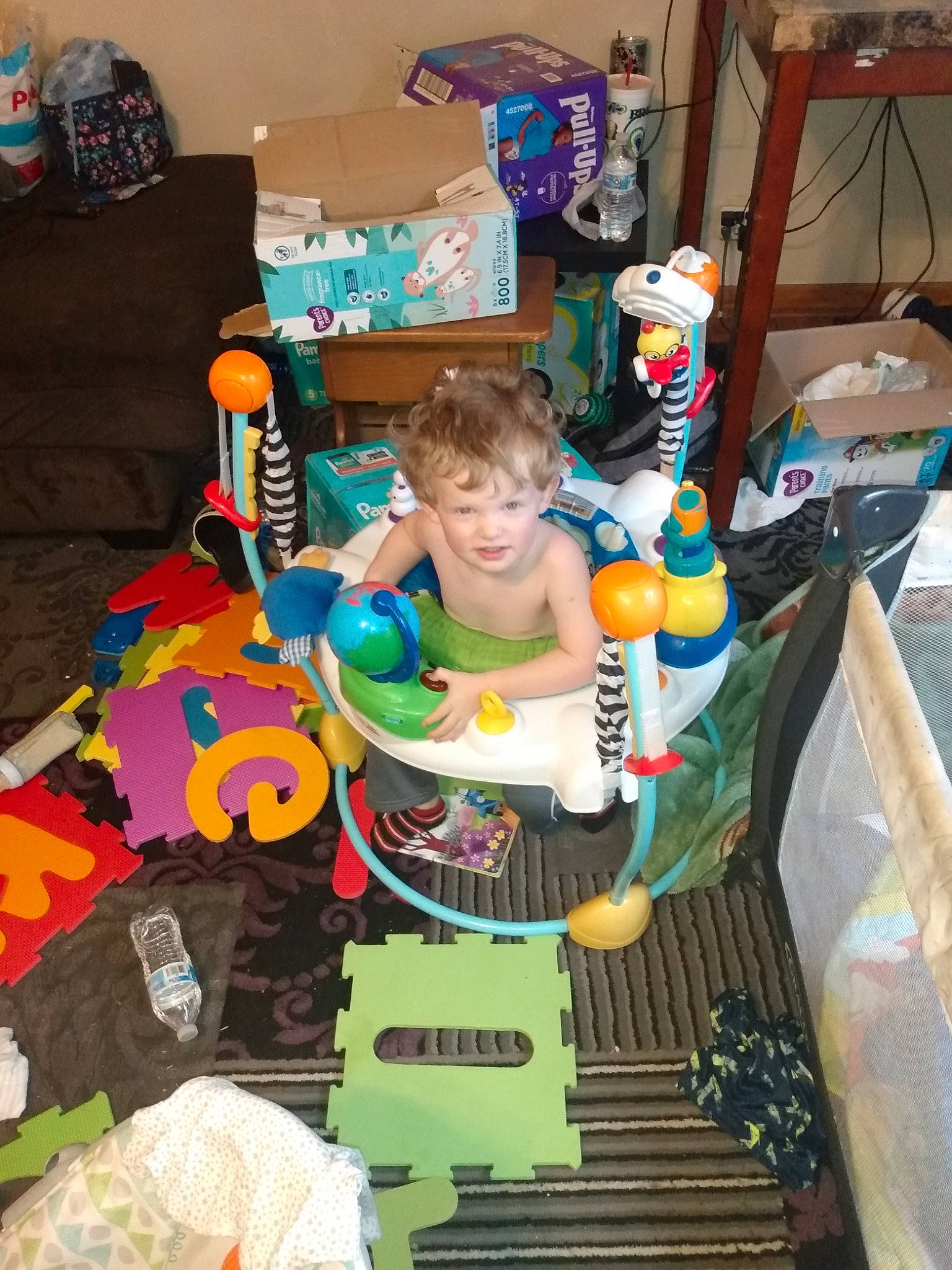 Thomas is registered to the contest to win money with this photo: baby, baby_products, baby_toddler_clothing, baby_toys, chair, child, event, fun, holiday, party, person, play, room, sitting, smile, stairs, stuffed_toy, t_shirt, toddler, toy