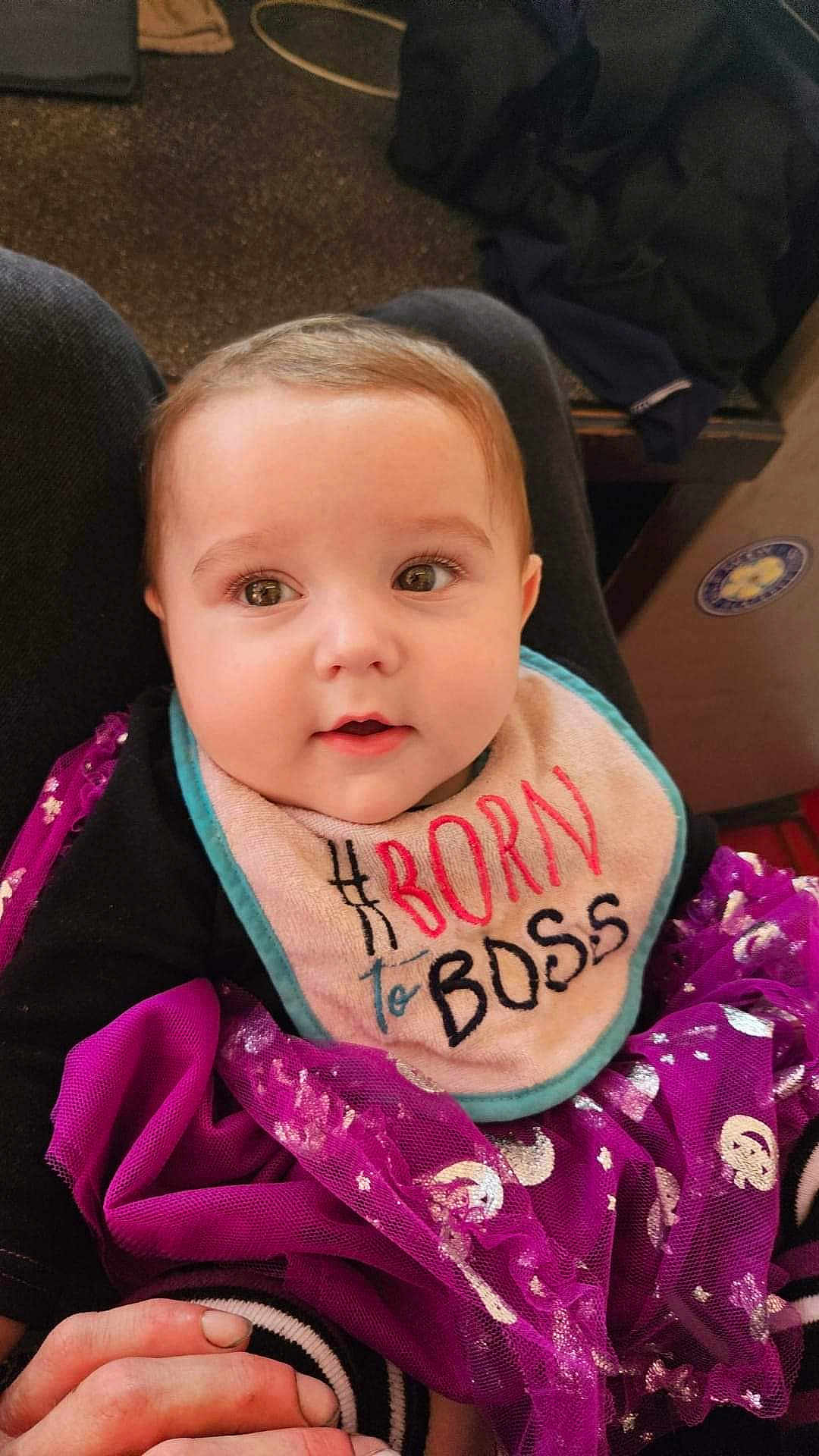 Keira joined the competition — help win amazing prizes! accessories, baby, bib, blanket, chair, clothing, coat, couch, cushion, face, furniture, head, homedecor, jacket, jewelry, necklace, person, photography, portrait, purple