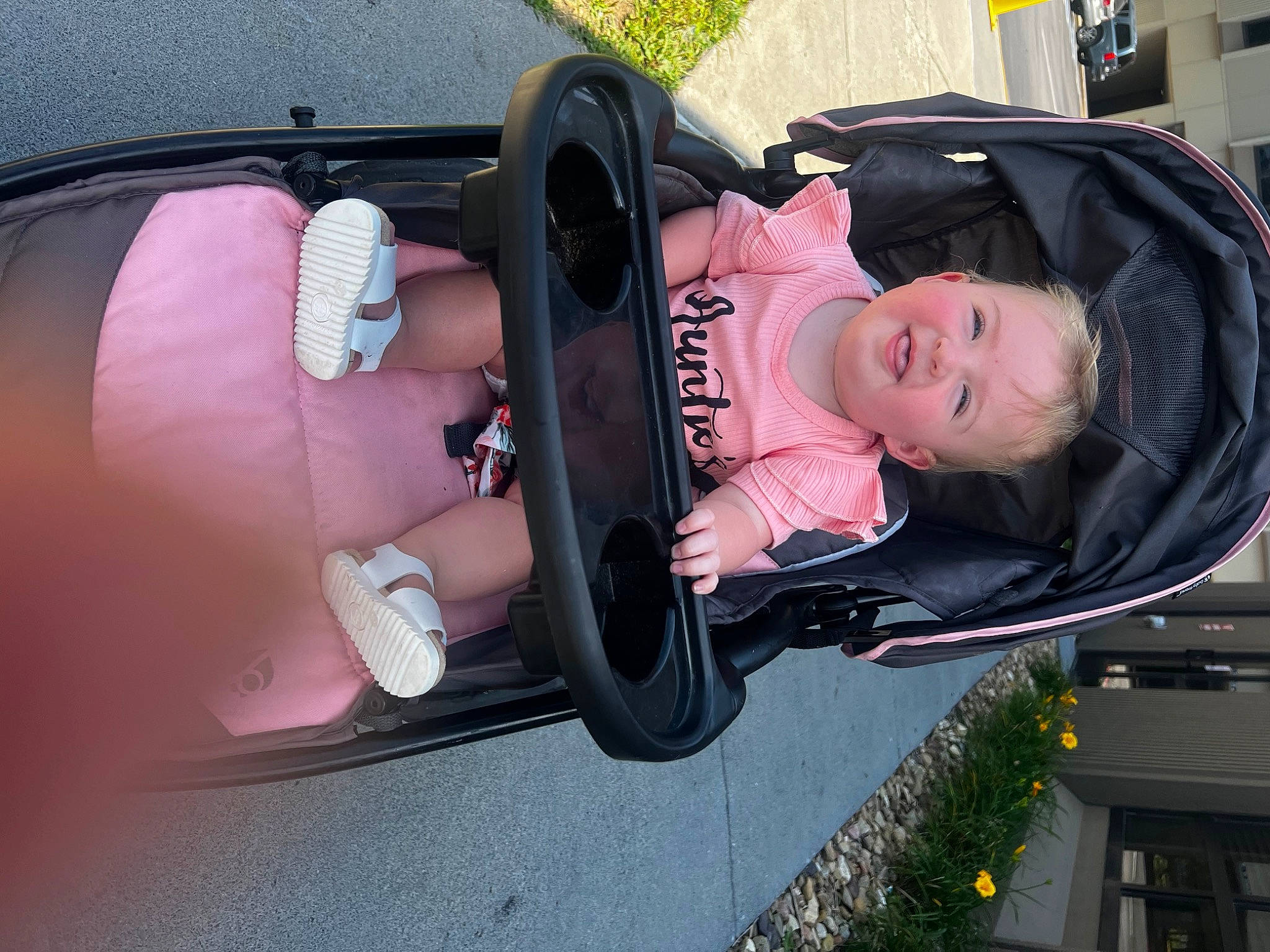 Sadie joined the competition — help win amazing prizes! auto_part, automotive_exterior, automotive_lighting, automotive_mirror, baby_carriage, baby_products, car, car_seat, family_car, hood, joy, motor_vehicle, person, plant, smile, tints_and_shades, tire, toddler, vehicle, vehicle_door