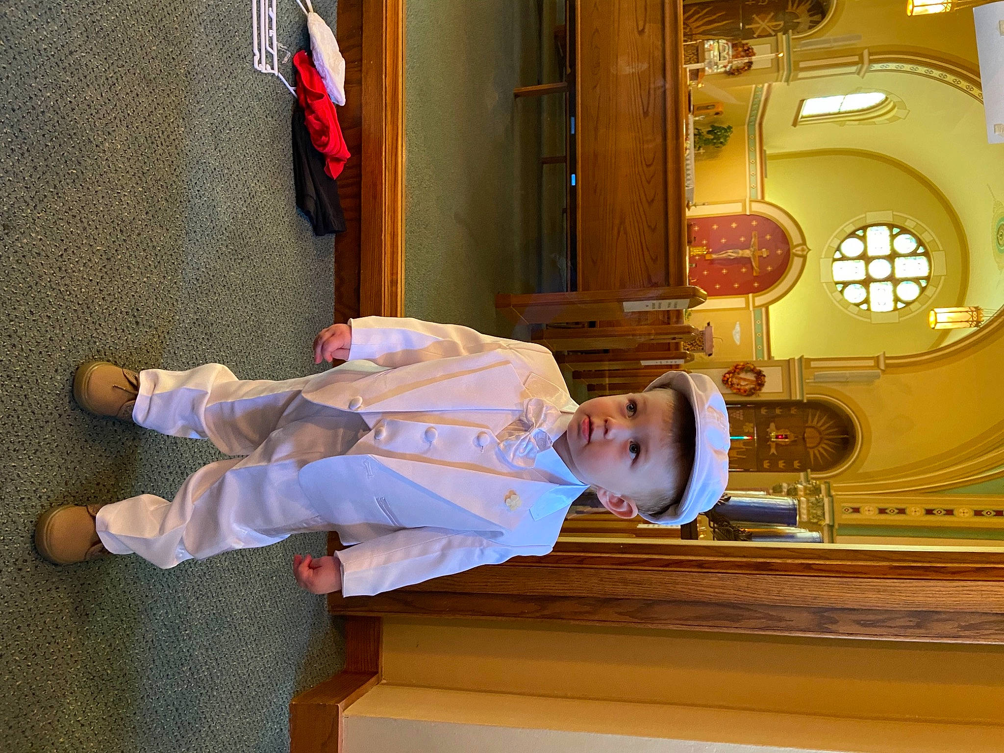 Robert is registered to the contest to win money with this photo: baby, baby_toddler_clothing, child, foot, lighting, molding, person, sock, toddler, varnish, walking_shoe