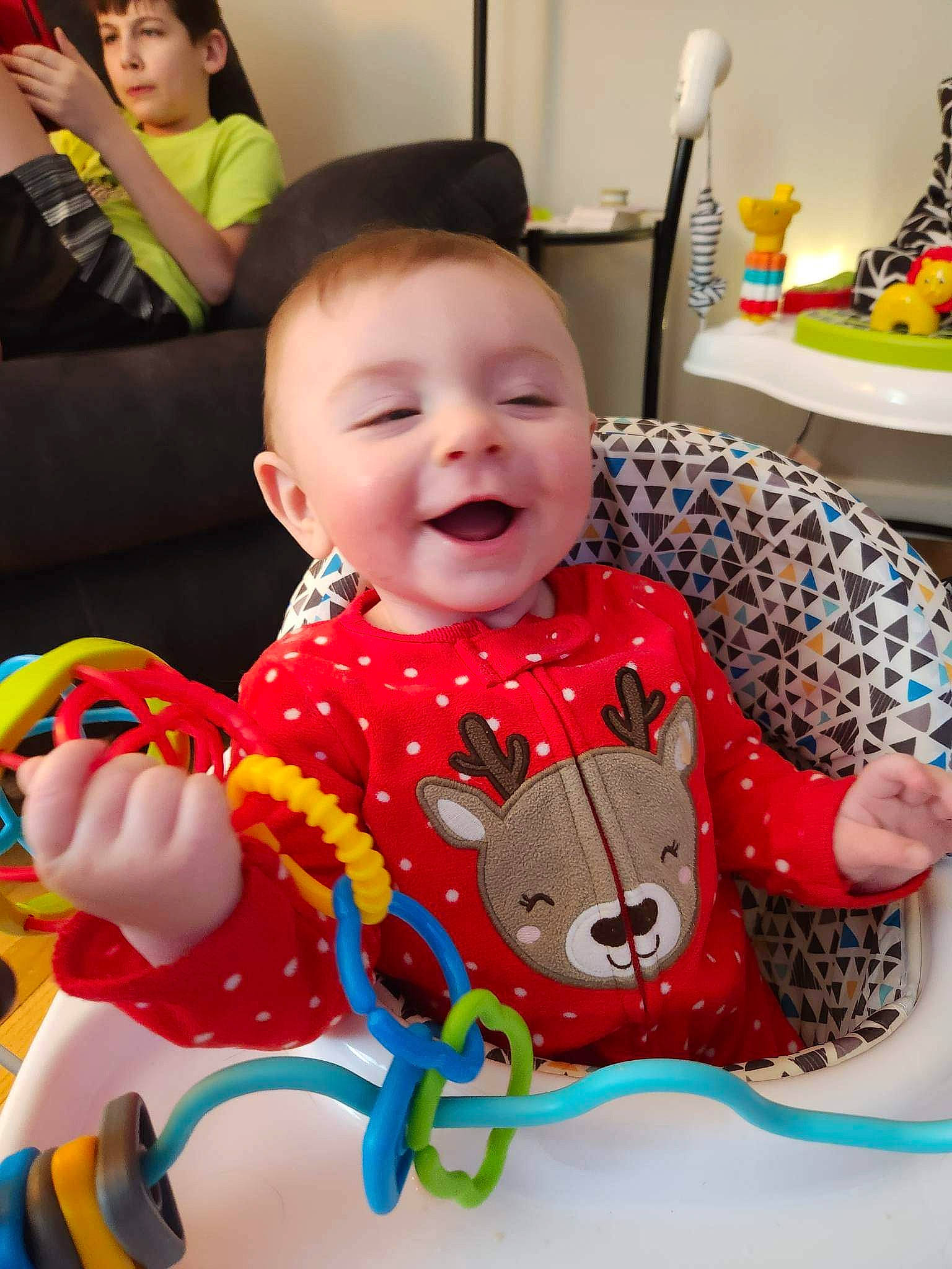 Nova joined the competition — help win amazing prizes! baby, baby_products, baby_toddler_clothing, cheek, child, event, facial_expression, fun, happy, head, mouth, party, party_supply, person, play, room, sitting, smile, toddler, toy