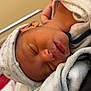 newborn, baby, sleeping, hat, blanket, soft, cozy, infant, face, peaceful, resting, child, skin, closeup, portrait, indoors, hand, wrapped, cute, toddler