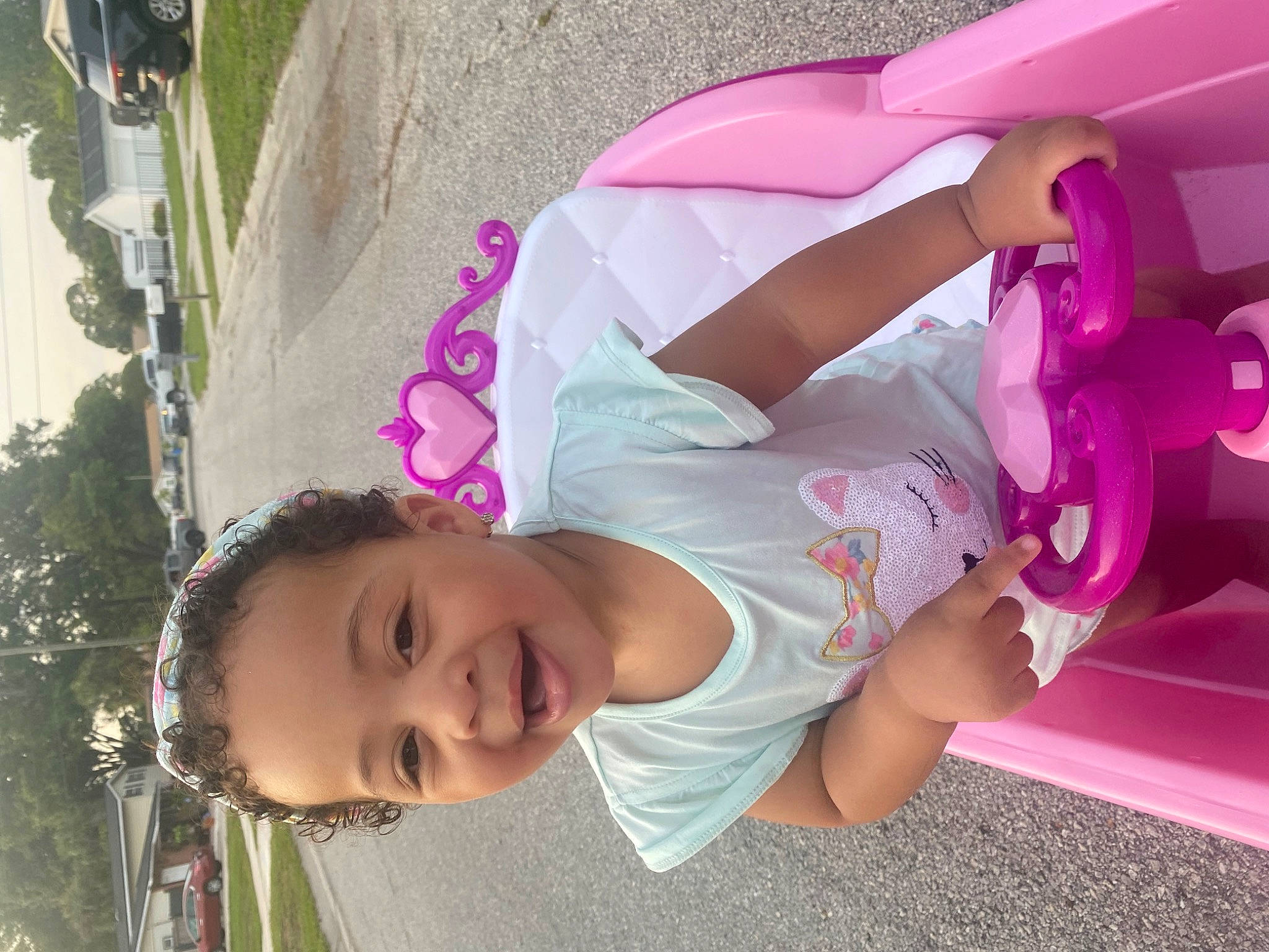 Alianys joined the competition — help win amazing prizes! automotive_exterior, baby, baby_products, child, eyewear, fun, grass, happy, joy, leisure, magenta, person, pink, plant, recreation, sky, smile, summer, toddler, tree