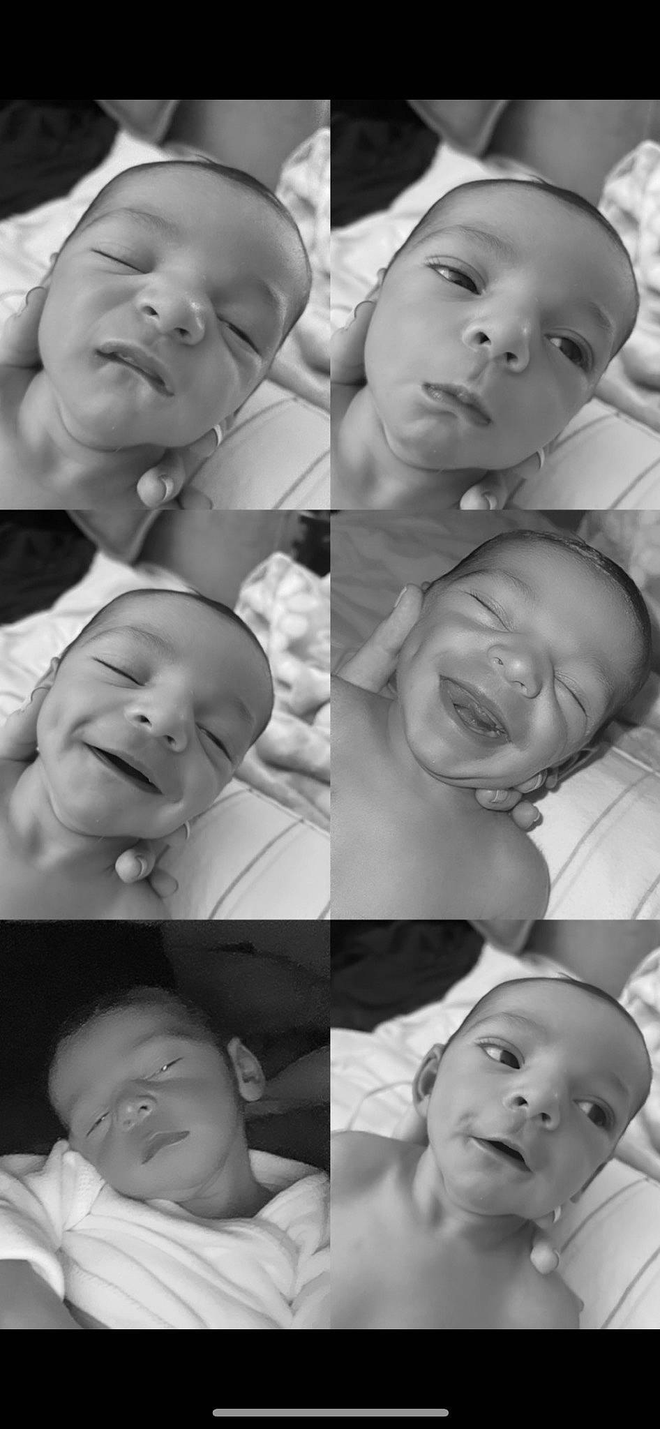 Kobe is registered to the contest to win money with this photo: baby, black, cheek, child, chin, eyebrow, face, facial_expression, gesture, happy, human, jaw, mouth, muscle, nose, organ, person, photograph, skin, smile