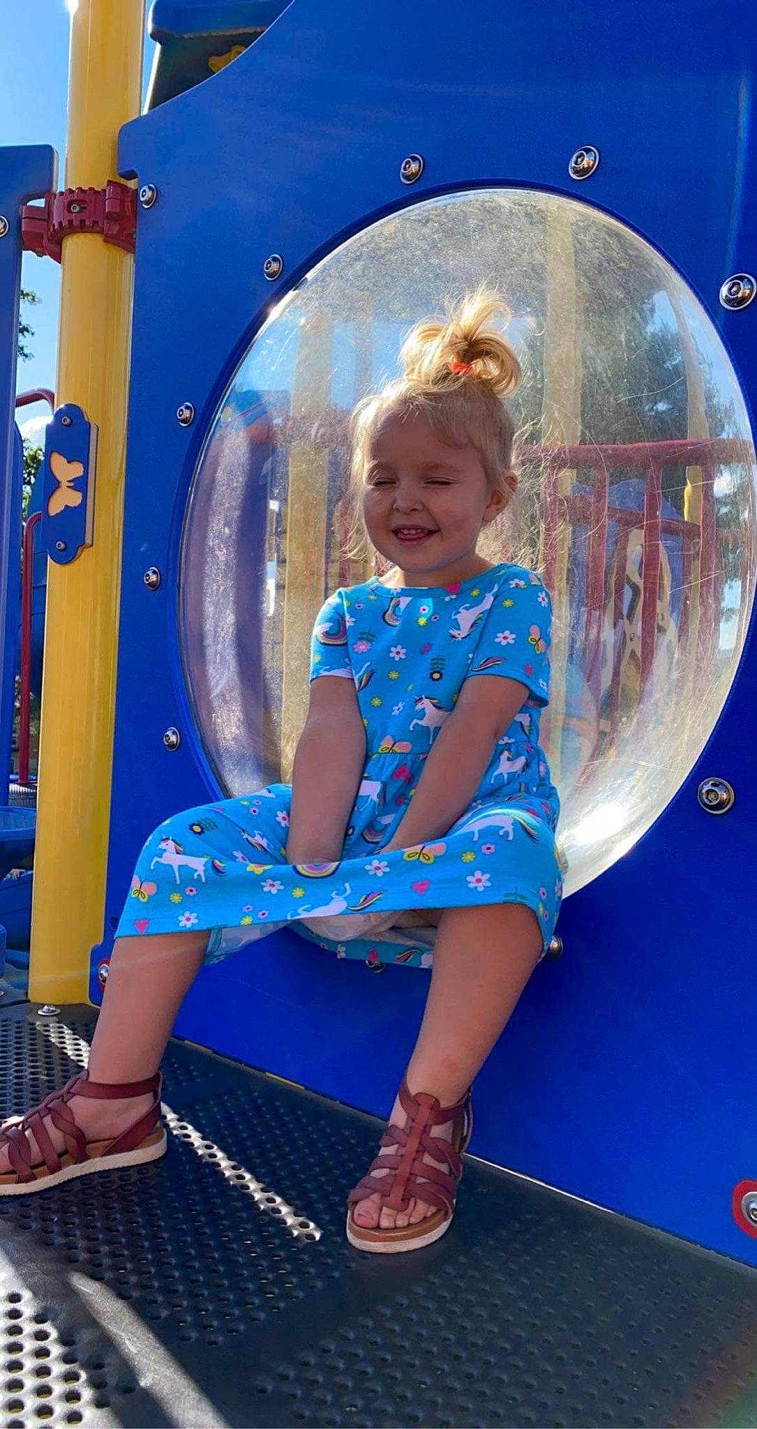 Paisley joined the competition — help win amazing prizes! aqua, azure, blue, child, footwear, fun, hair, hairstyle, happy, joy, leisure, magenta, organ, person, pink, purple, sandal, shoe, smile, standing