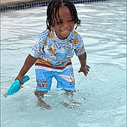 Kaden joined the competition — help win amazing prizes! background, child, fun, hair, happy, outdoor, people, picnic_table, play, pool, shorts, smile, splashing, spongebob, summer, swimwear, toy, tshirt, water, water_toy