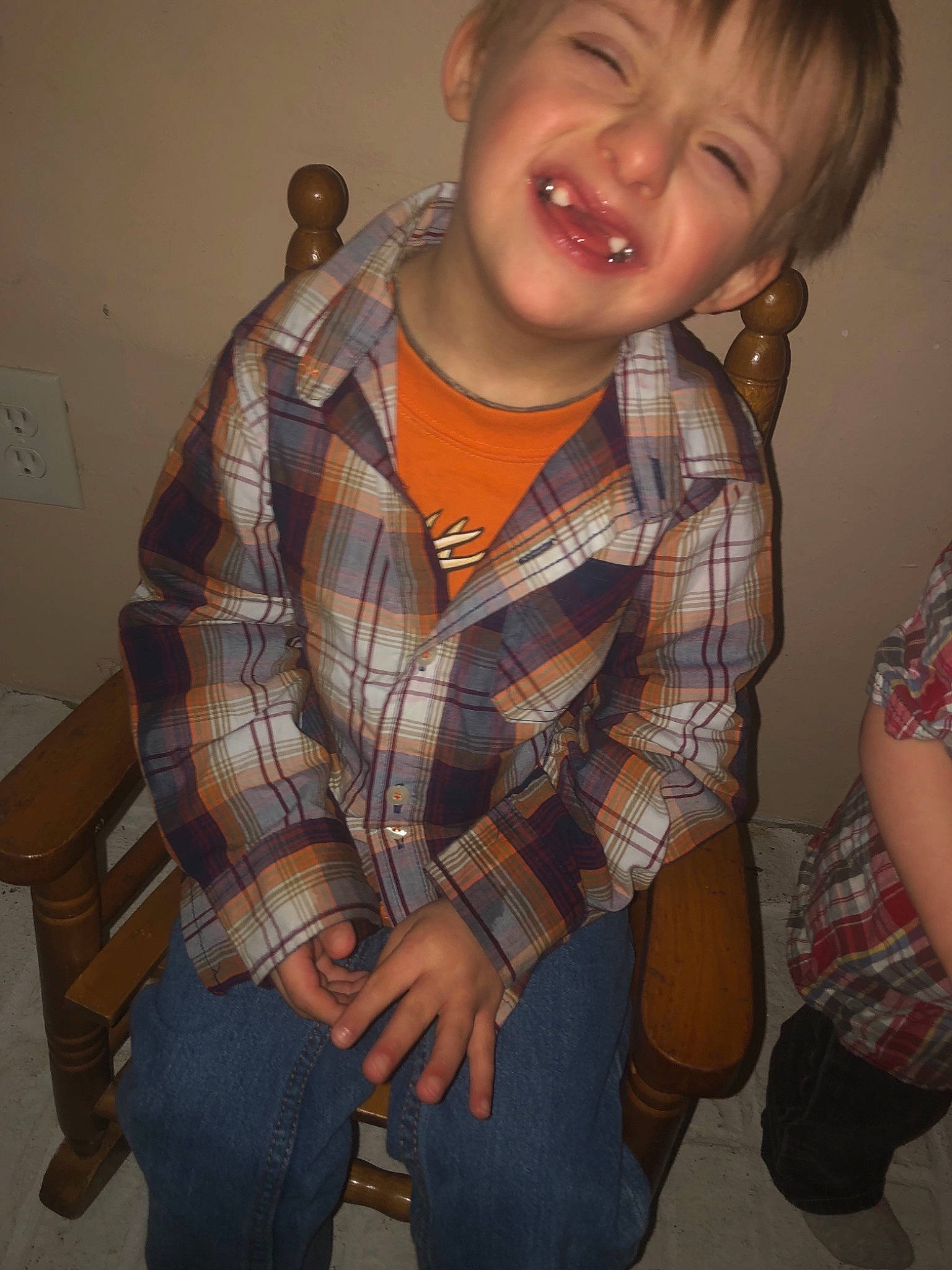 Derrick joined the competition — help win amazing prizes! arm, cheek, child, design, fun, joy, outerwear, pattern, person, plaid, smile, tartan, textile, toddler, tooth