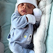 Amaro participe au concours pour gagner de l'argent avec cette photo : baby, sleeping, pajamas, mittens, blanket, soft, cozy, infant, cute, child, rest, comfort, nap, bed, newborn, clothing, warm, face, peaceful, indoors