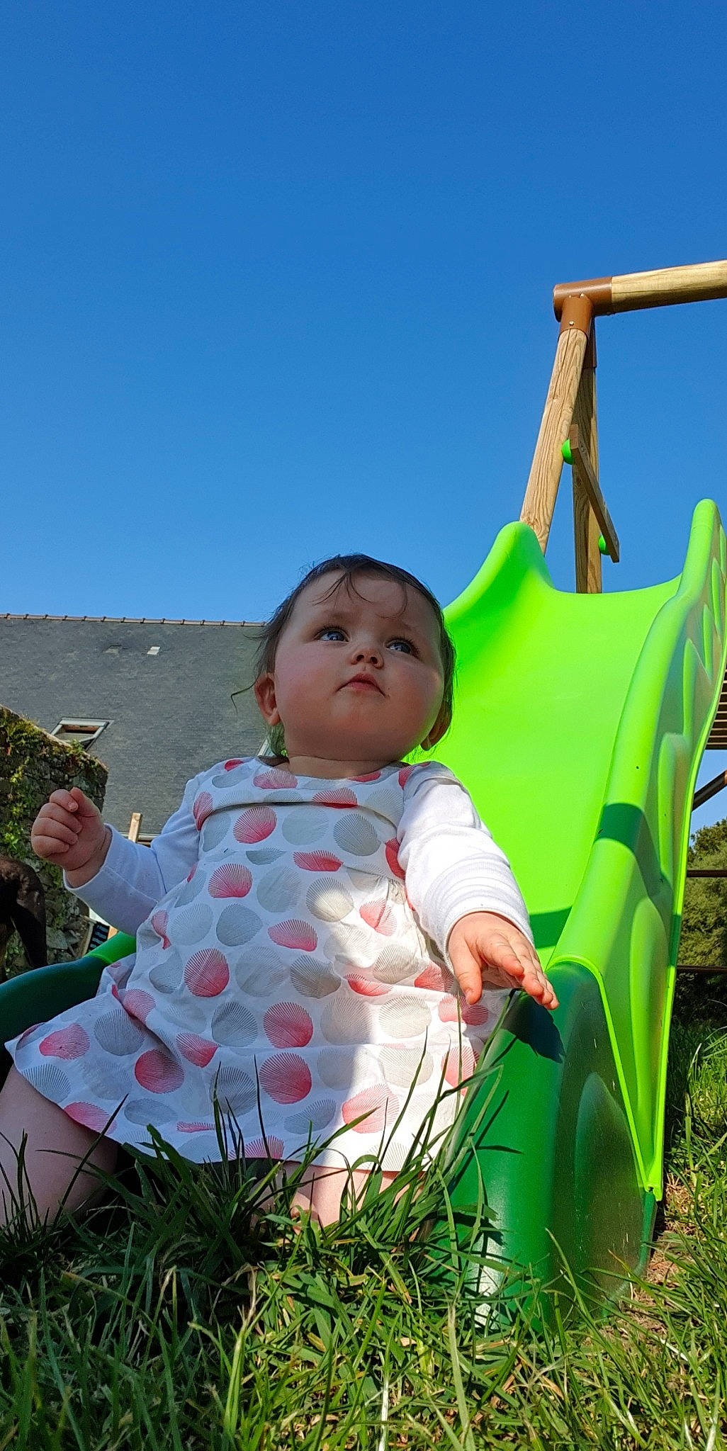 Romane participe au concours pour gagner de l'argent avec cette photo : baby, child, fun, grass, green, happy, leisure, person, play, playground, toddler, vacation