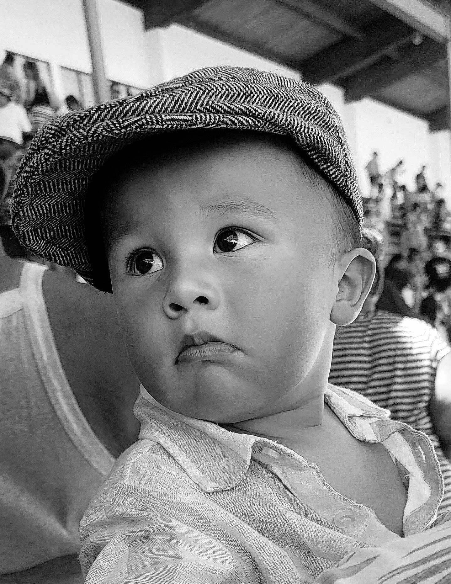 Liam joined the competition — help win amazing prizes! black, black_and_white, cap, chin, cool, eye, eyebrow, flash_photography, hairstyle, happy, hat, headgear, human_body, lip, person, skin, smile, standing, style, sun_hat
