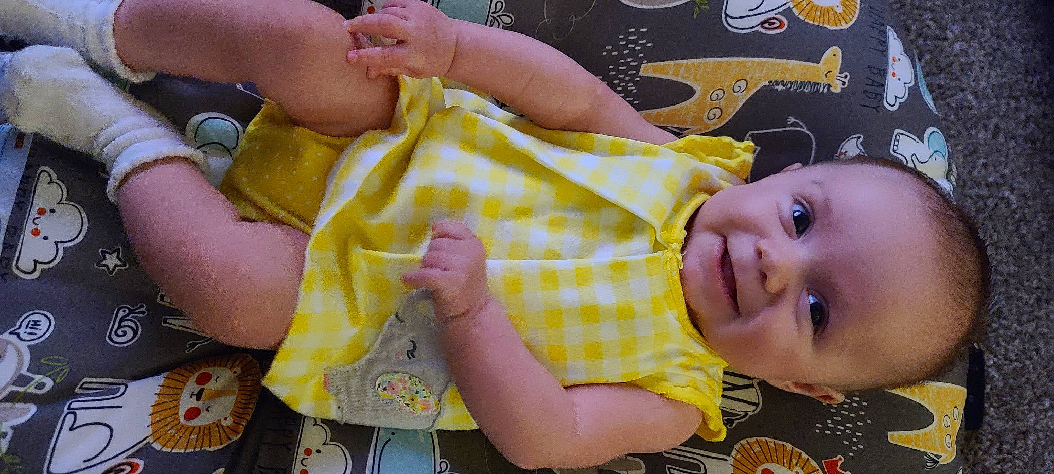 Jaylin joined the competition — help win amazing prizes! baby, baby_laughing, baby_products, baby_toddler_clothing, cheek, child, finger, fun, gesture, hand, happy, joy, nail, pattern, person, skin, smile, textile, thumb, toddler