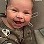 Hunter is registered to the contest to win money with this photo: baby, smiling, infant, face, clothing, panda_print, happy, cute, lying_down, patterned_background, clouds, stars, child, skin, arm, head, eyes, mouth, cheeks, toddler