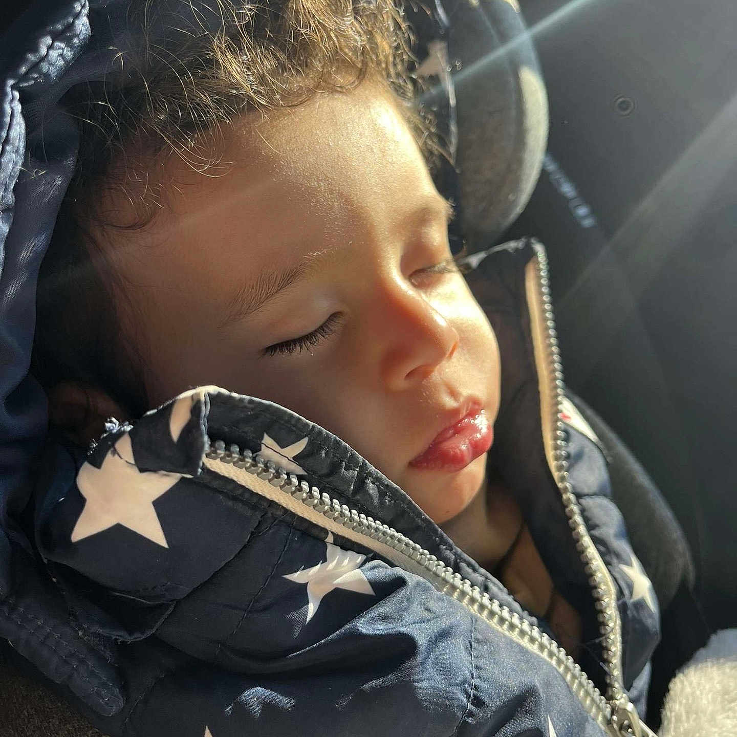 Ayden participe au concours pour gagner de l'argent avec cette photo : baby, blanket, clothing, coat, crying, face, happy, head, hood, hoodie, jacket, knitwear, person, photography, portrait, sad, sleeping, smile, sweater, sweatshirt