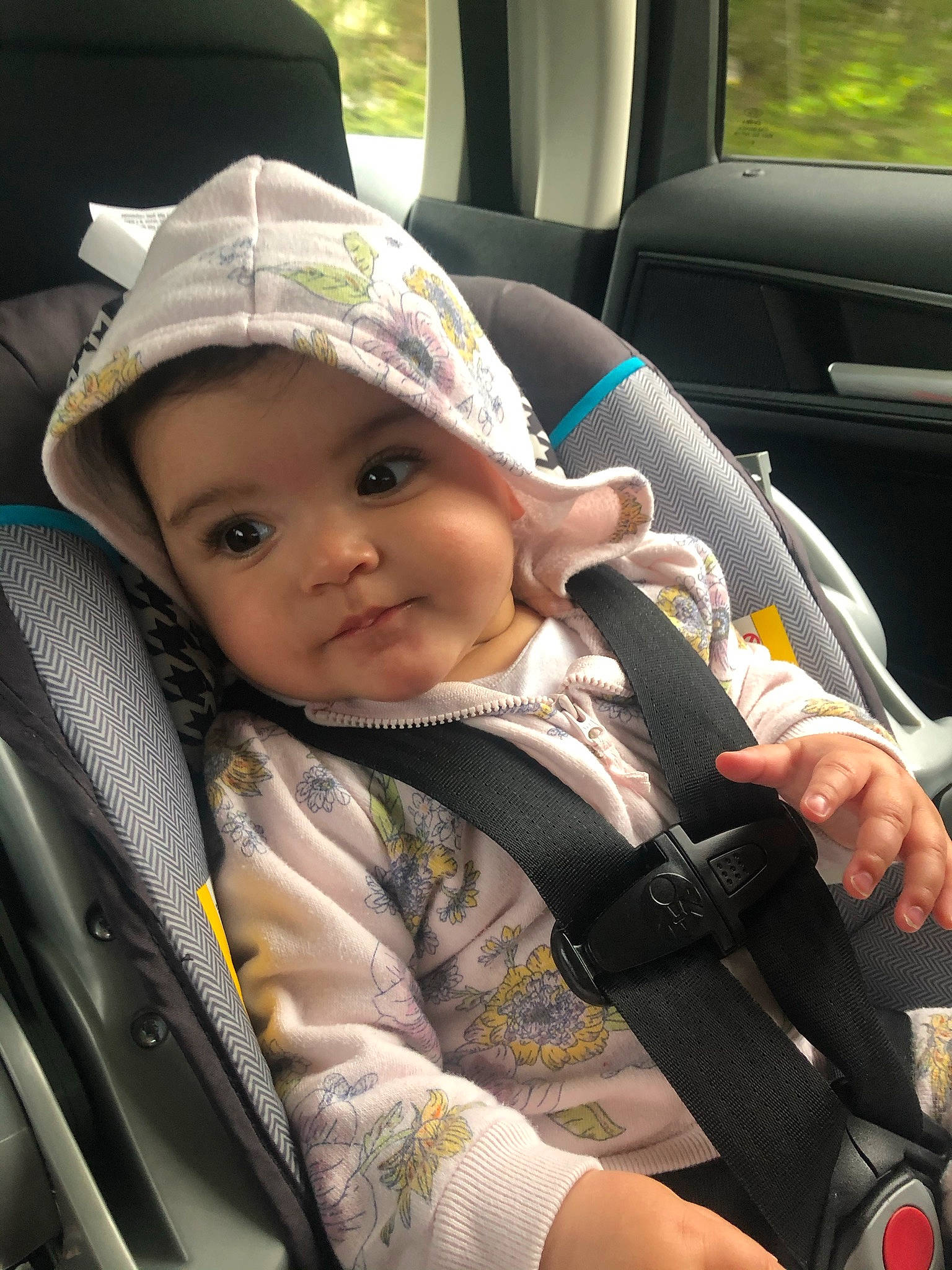 Kamilla joined the competition — help win amazing prizes! auto_part, baby, baby_carriage, baby_products, car_seat, car_seat_cover, comfort, cool, facial_expression, family_car, head_restraint, headwear, mammal, mode_of_transport, motor_vehicle, person, seat_belt, steering_part, steering_wheel, toddler