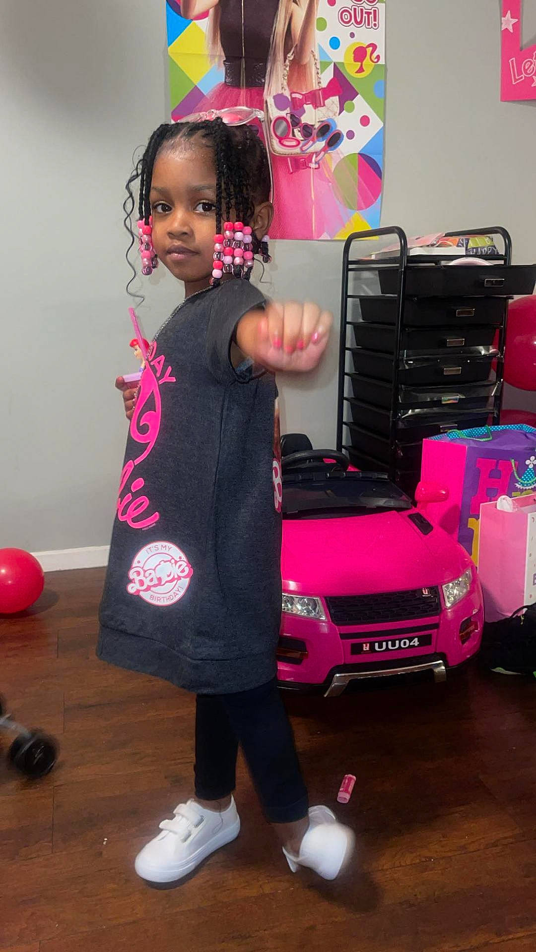 Taylor is registered to the contest to win money with this photo: accessories, bag, child, clothing, dress, face, female, footwear, girl, hair, handbag, head, indoors, interiordesign, person, photography, portrait, purple, shoe, t_shirt