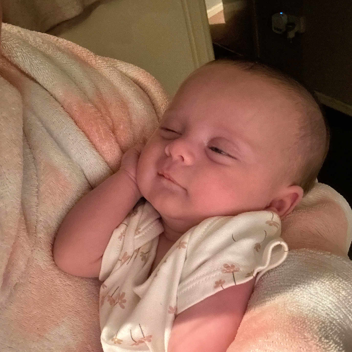 Sophia joined the competition — help win amazing prizes! architecture, baby, bed, bedroom, blanket, cushion, face, furniture, head, homedecor, indoors, linen, newborn, person, photography, portrait, quilt, room, sleeping, towel