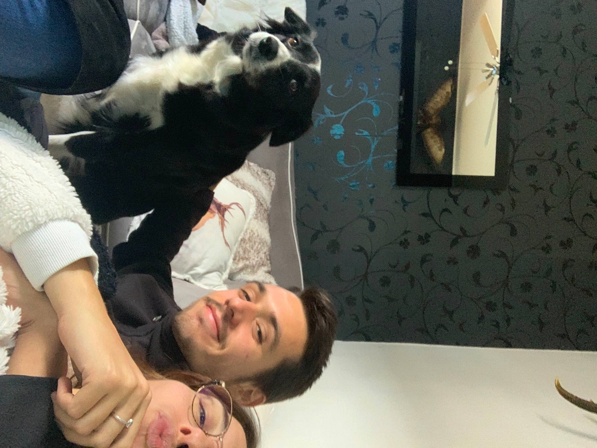 Flavy participe au concours pour gagner de l'argent avec cette photo : black_hair, child, comfort, companion_dog, design, elbow, eyewear, flesh, fun, fur, gesture, glasses, hairstyle, hand, happy, picture_frame, sitting, sunglasses, thigh, visual_arts