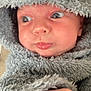 Ewen a rejoint le concours — aidez-le/la à gagner de superbes lots ! baby, child, costume, fluffy, grey, face, hand, hood, cute, expression, portrait, closeup, indoors, soft, fuzzy, animal_theme, newborn, clothing, infant, wrapped