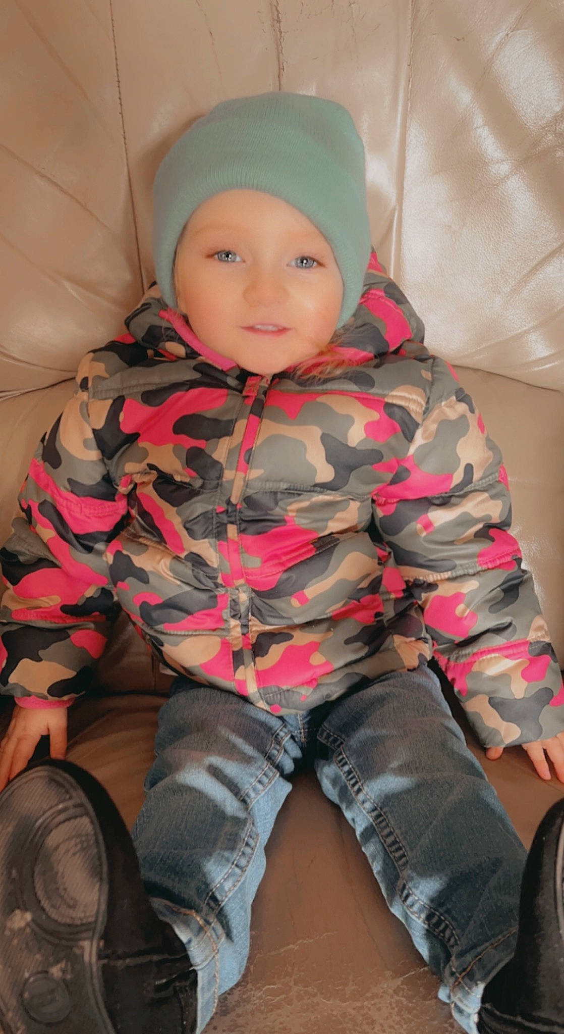 Dakota joined the competition — help win amazing prizes! automotive_tire, baby, baby_products, baby_toddler_clothing, cap, child, clothing, comfort, facial_expression, fun, headwear, knee, pattern, person, personal_protective_equipment, pink, skin, sleeve, smile, t_shirt