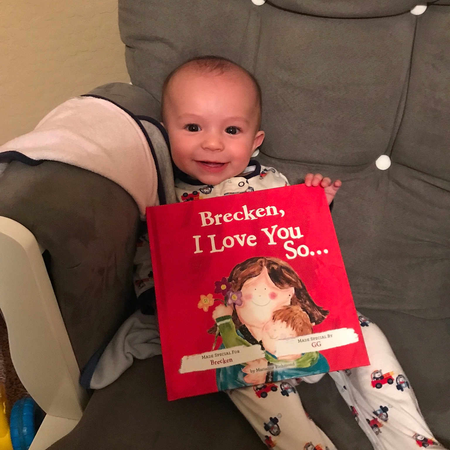 Brecken is registered to the contest to win money with this photo: arm, child, day, infant, lap, person, product, sitting, textile, toddler
