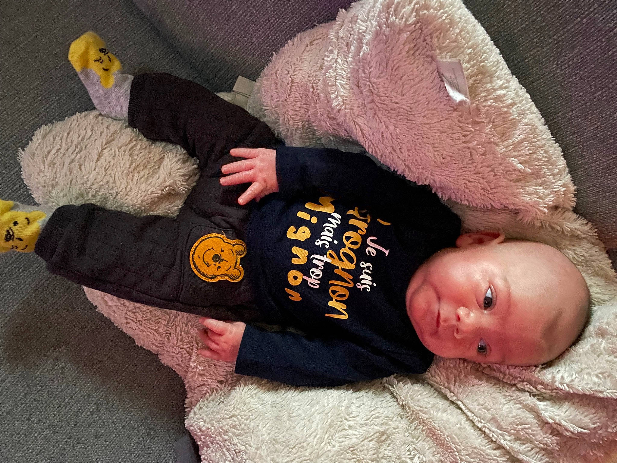 Nathan participe au concours pour gagner de l'argent avec cette photo : arm, baby, baby_toddler_clothing, child, comfort, couch, finger, hand, headgear, human_body, joint, leg, person, plant, product, skin, sleeve, toddler, wood, wool