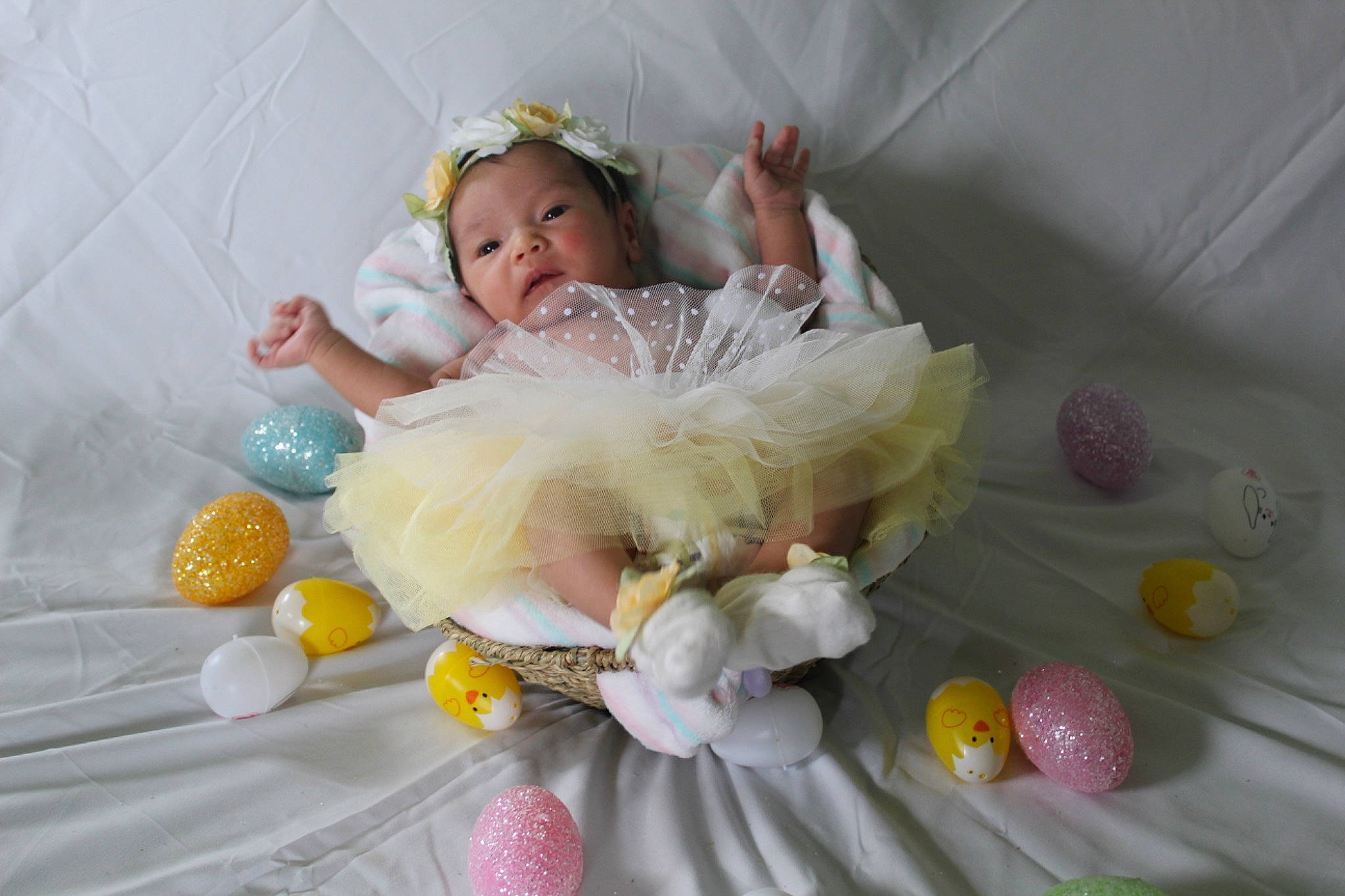 Avayah joined the competition — help win amazing prizes! baby, baby_products, bed, child, hair_accessory, person, pink, product, room, toddler, yellow