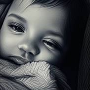 Enzo joined the competition — help win amazing prizes! child, face, blanket, close_up, portrait, monochrome, sleepy, soft_lighting, texture, baby, cozy, expression, young, wrapped, peaceful, head, eyelashes, nostrils, lips, hair