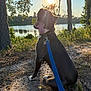 Duke joined the competition — help win amazing prizes! dog, leash, sunset, lake, trees, forest, outdoor, animal, nature, tongue, collar, sitting, sunlight, shadow, grass, path, pet, canine, water, sky