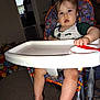 Malcolm joined the competition — help win amazing prizes! toddler, high_chair, child, indoor, carpet, toy, person, face, hand, foot, clothing, expression, furniture, room, adult, background, tray, seat, curious, space_theme