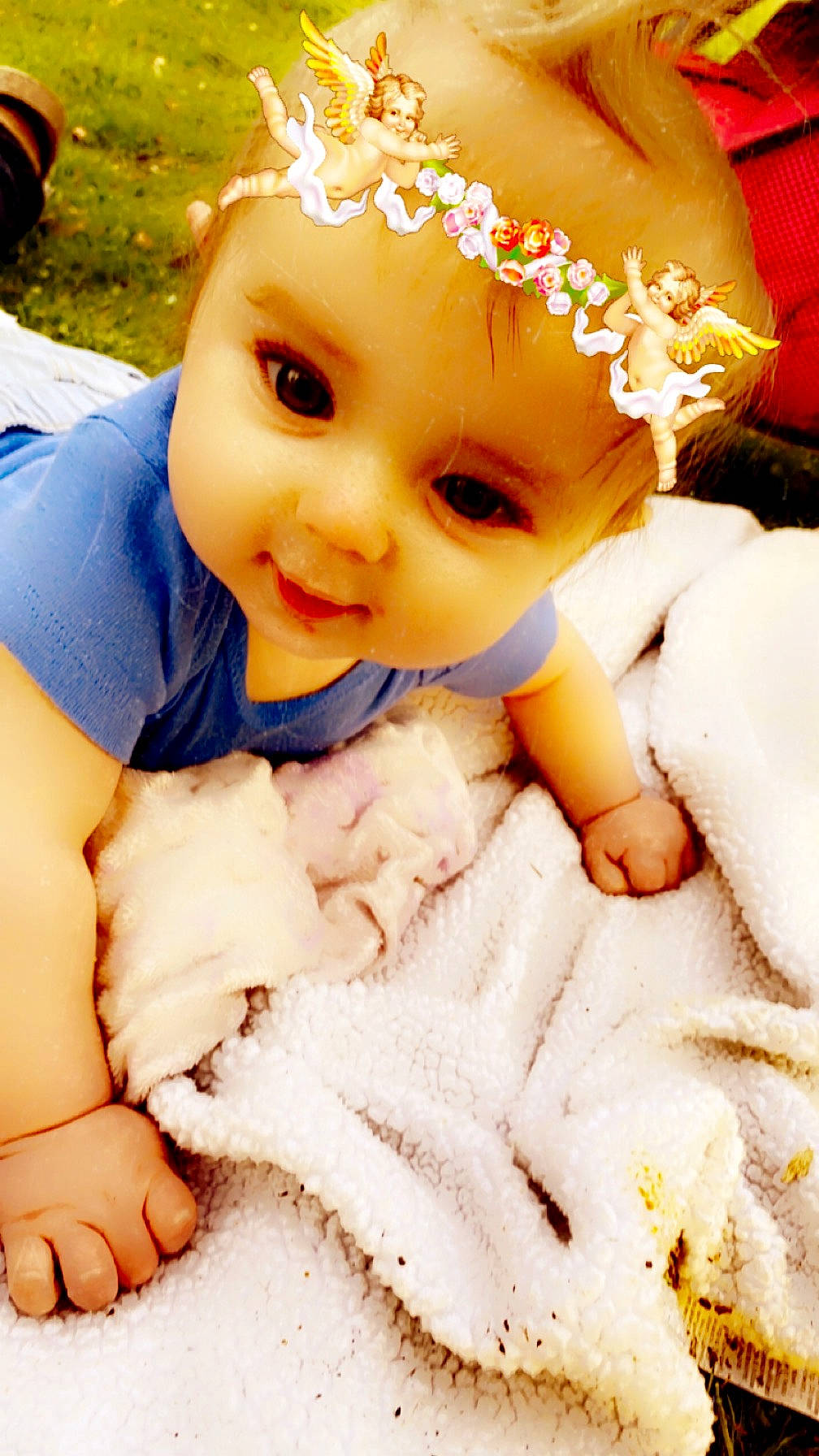 Emberly is registered to the contest to win money with this photo: baby, baby_toddler_clothing, beauty, cheek, child, dress, eyelash, finger, gesture, happy, headpiece, jewellery, lip, person, pink, skin, textile, thumb, toddler, toy