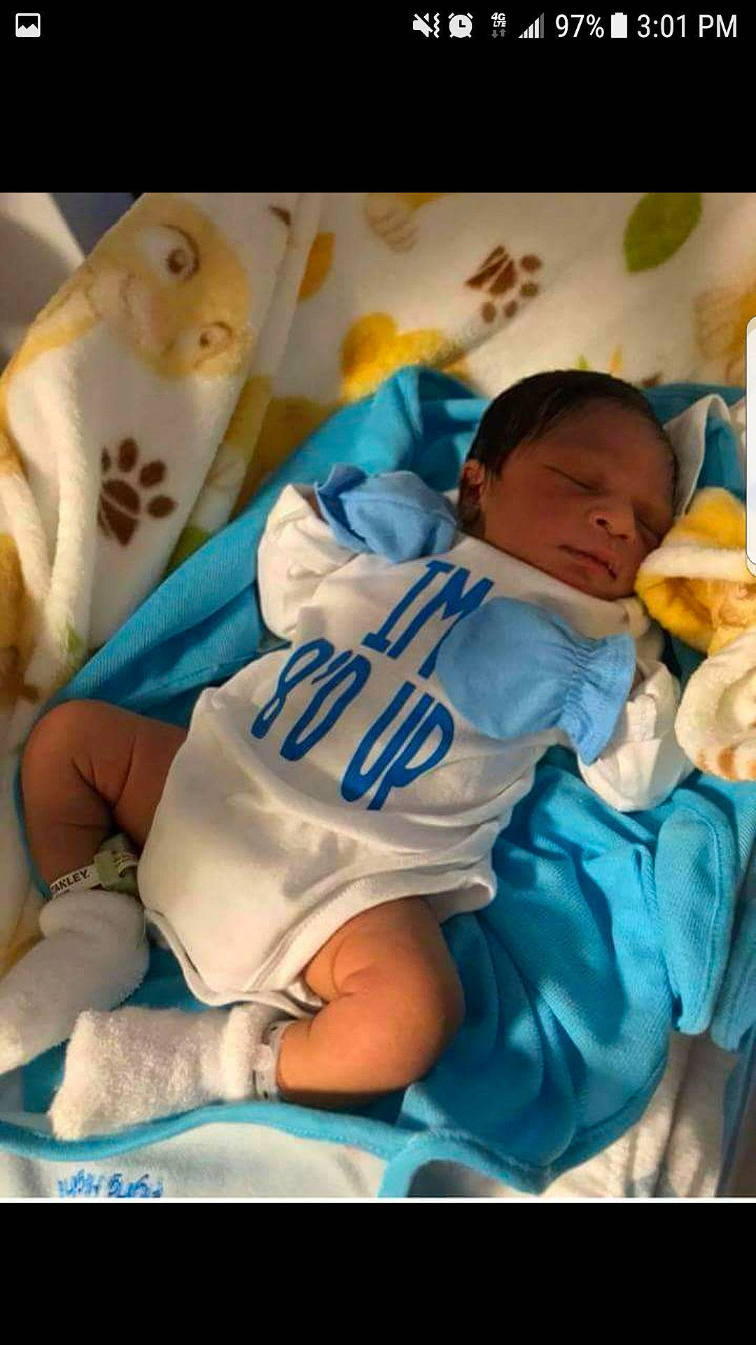 Jasiah is registered to the contest to win money with this photo: arm, bedtime, blue, boy, child, childbirth, day, finger, human, infant, person, photo_caption, product, sleep, toddler