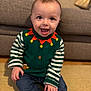 Roman joined the competition — help win amazing prizes! baby, smiling, child, sitting, sweater, striped_sleeves, jeans, white_socks, carpet, couch, indoor, happy, portrait, face, hand, floor, cozy, holiday, cute, person
