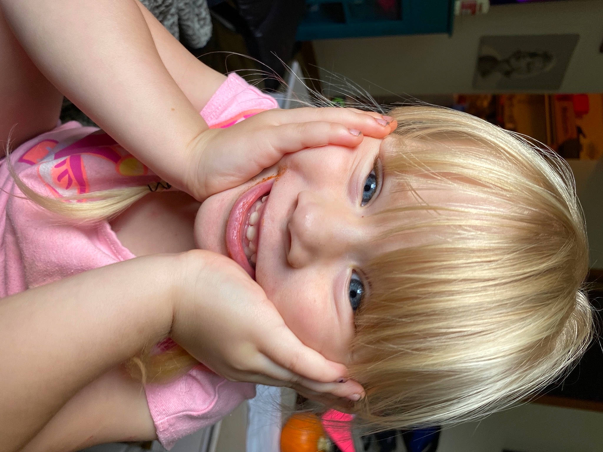 Avannah is registered to the contest to win money with this photo: blond, cheek, child, ear, eyelash, finger, hair, hair_coloring, hand, joy, lip, long_hair, mouth, nail, nail_care, neck, person, pink, throat, toddler